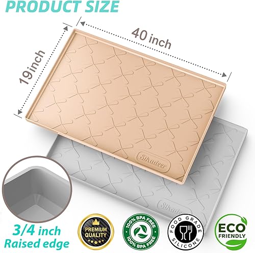 Miniatura 150 de SIKADEER - Tapete para debajo del fregadero, impermeable, 34 x 22 pulgadas, tapete de silicona con borde elevado, se adapta a gabinete estándar
