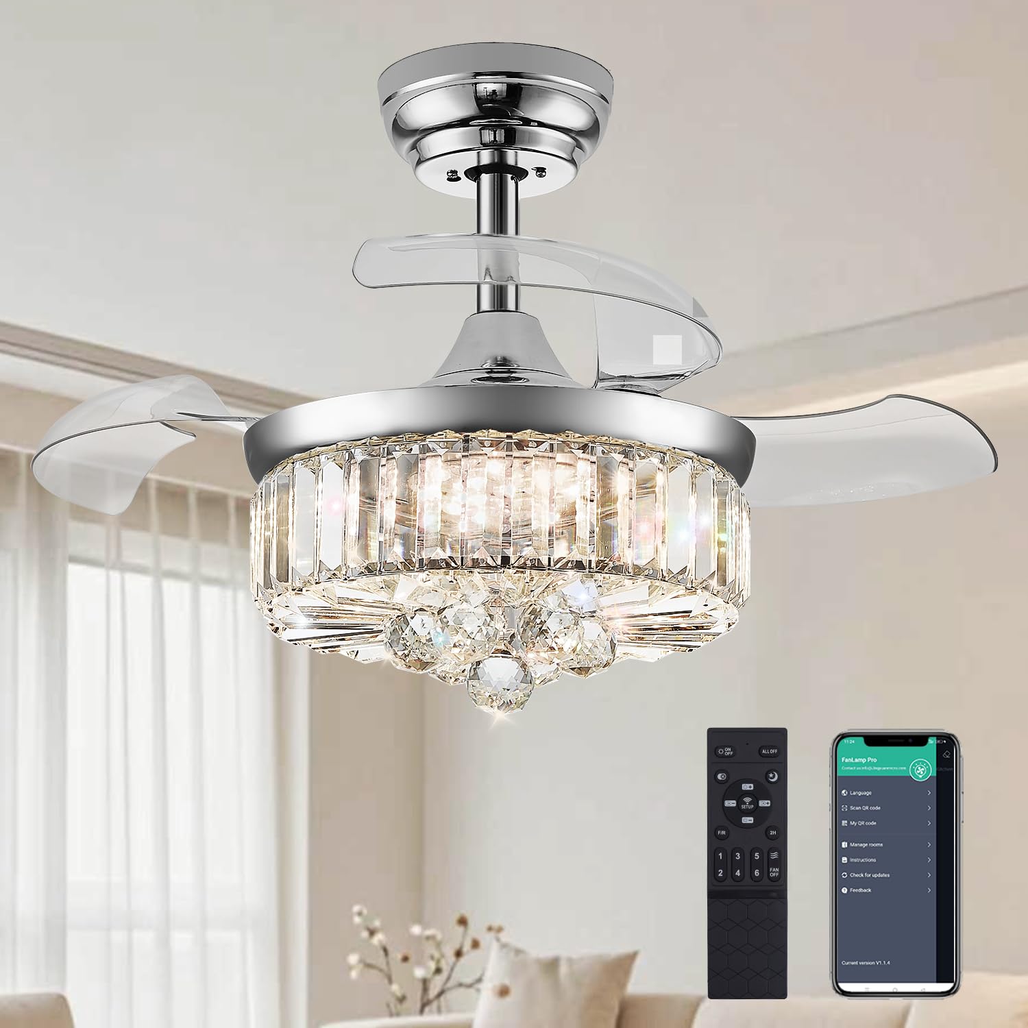 DuMaiWay crystal chandelier fan