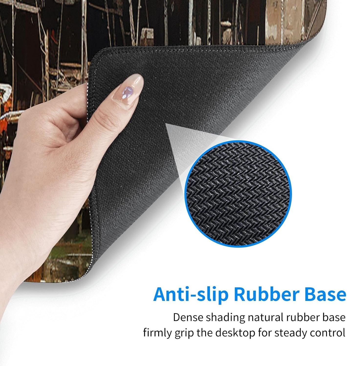 Large Gaming Mousepad with Non-Slip Rubber Base Extended Laptop Desk Pad 31.5x11.8inch Long Computer Keyboard MouseMat Old Fishing Village Mousepad for Home Office Work