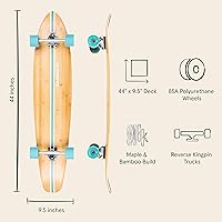 Vista 36 de Retrospec Zed Cruiser & Pintail Longboard Skateboard Complete – Bamboo & Canadian Maple Wood Cruiser con camiones Kingpin reversa