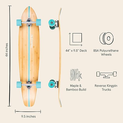 Miniatura 3 de Retrospec - Patineta Zed larga de bambú, estilo pintail