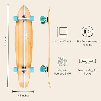 Retrospec Zed Longboard Skateboard Complete Cruiser | Bamboo & Canadian Maple Wood Cruiser & Upkeep All-in-One Multi-Function Portable Skate Tool with 2-in-1 Allen Wrench & Phillips