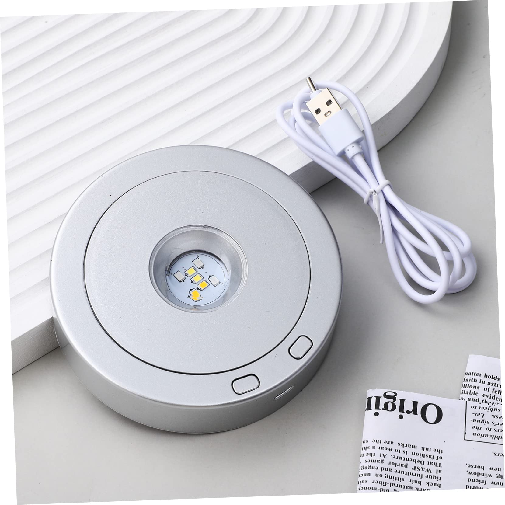 Drehbarer LED Lichtsockel 2 Stück aus Kunststoff für Kristallkugel