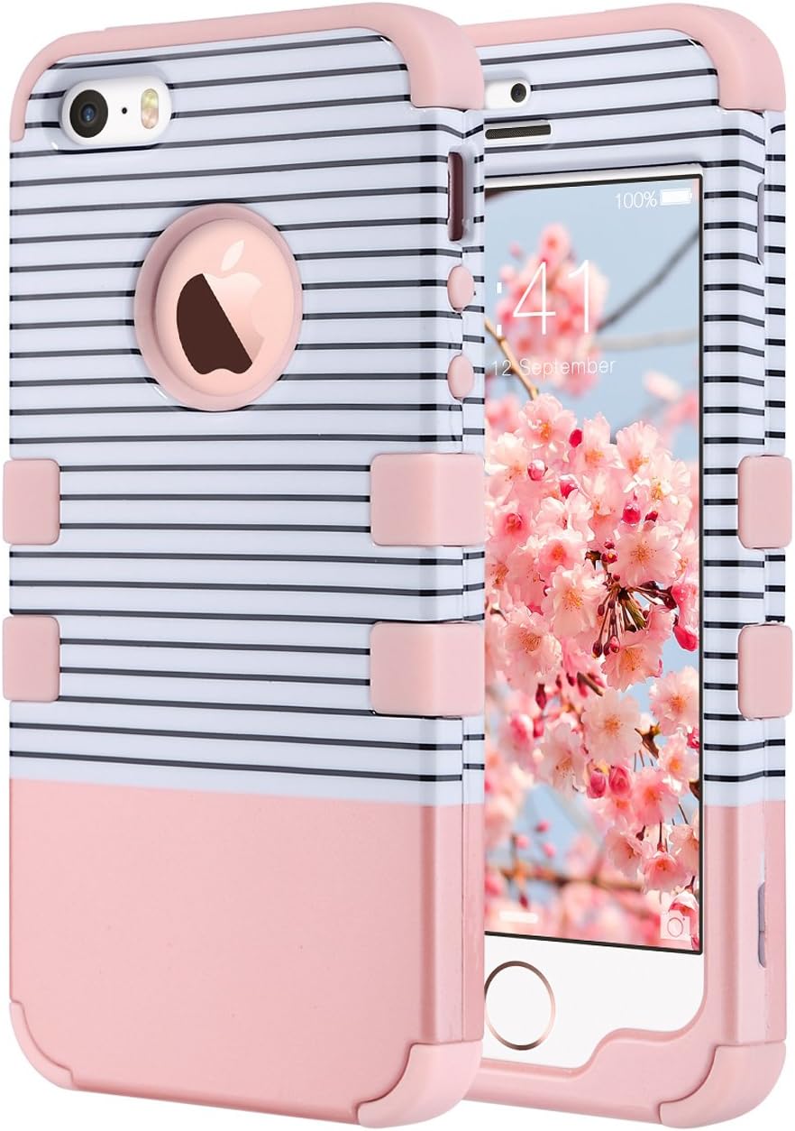 Ulak Iphone 5s Se Case Iphone 5s Case 3 Layer Hybrid Combo Inner Soft Silicone Hard Plastic Anti Shock Protective Case Cover For Apple Iphone 5 5s Se Amazon De Electronics Photo
