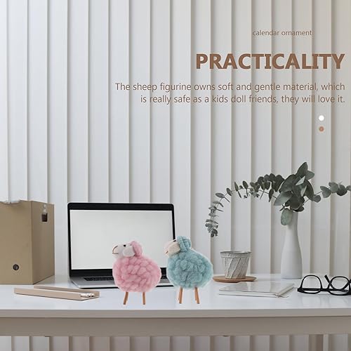 Miniatura 3 de Adorno de oveja de fieltro adorable, estatua de oveja en miniatura, decoración de escritorio, caricatura, fieltro de oveja, modelo de oveja,