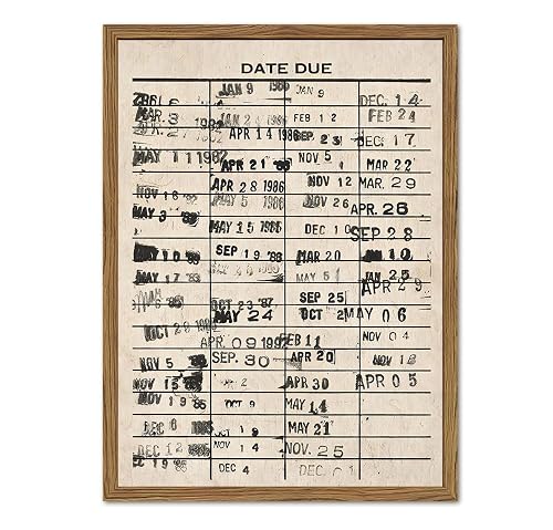 Vintage Library Reading Card Wall Art Unique Book Due Date