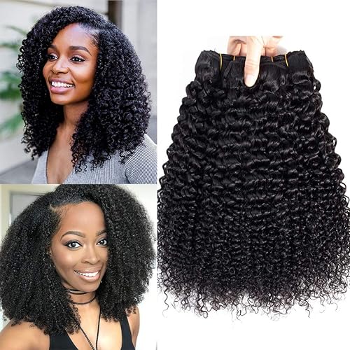 Curly Bundles Human Hair Brazilian y Curly Virgin Hair 18 inch 3 Bundls 9A Grade Unprocessed Remy Virgin Curly Human Hair Weave Extensions with Natural Color Human Hair Weave