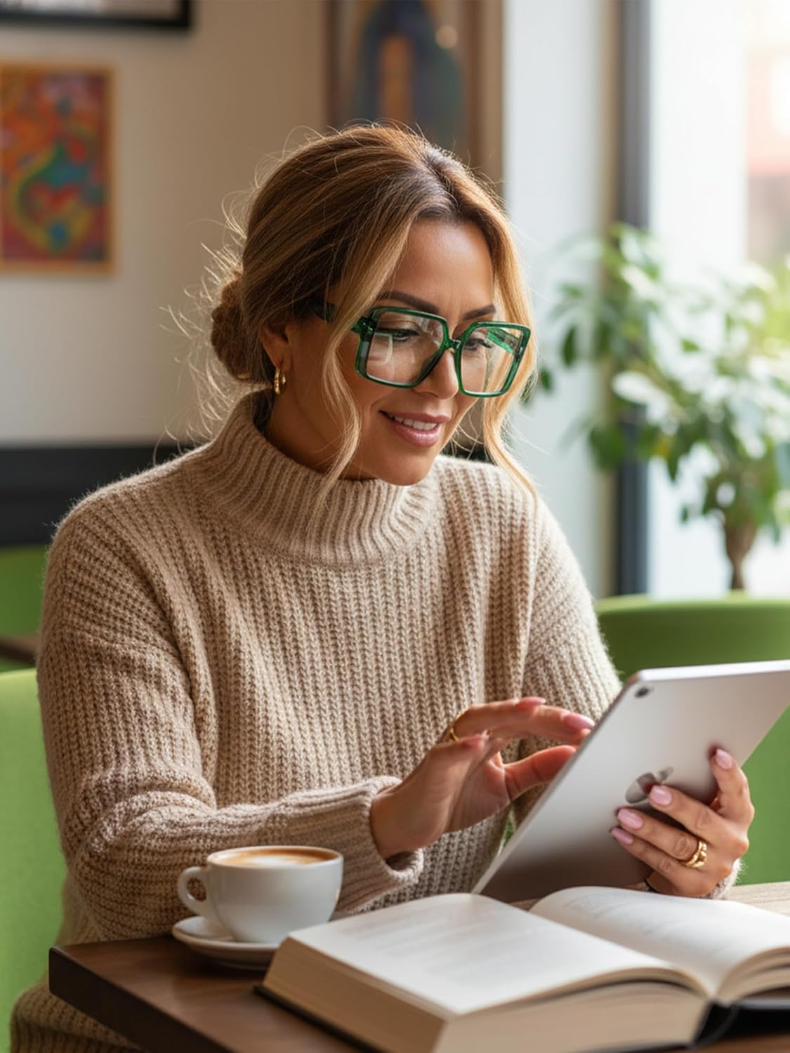 VISOONE Oversized Progressive Multifocal Anti-Fog Reading Glasses with Blue Light Blocking Fashion Readers Women Harvard - Image 3