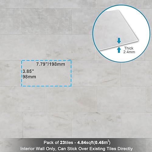 Miniatura 5 de BeNice Calcomanías mate para loseta en muro de baño, impermeables, para loseta en muro de cocina, azulejos individuales de 3.85 x 7.79 pulgadas