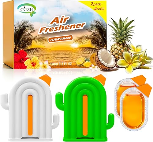 Miniatura 8 de Ambientador para el hogar, paquete de 2, 2 recargas, aroma océano, eliminador de olores, hasta 120 días, ambientador en forma de cactus para armario