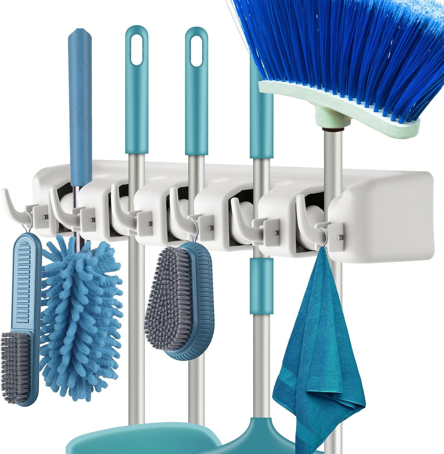 Voolan Soporte para escobas, organizador de herramientas de jardín de montaje en pared, lavadero del hogar, armario, cobertizo, organización de