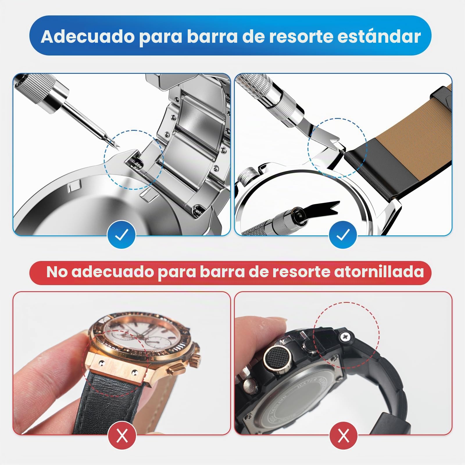 JOREST Kit Reparación Reloj, Herramienta Reemplazo Correa, 56 Piezas Barras Resorte 16-26mm