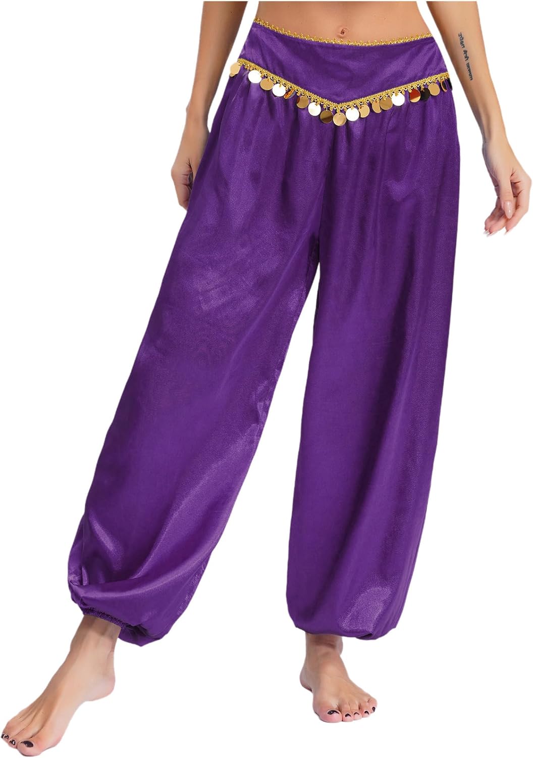 Women Belly Dance Costume Long Bloomers Satin Harem Pants Arabic Halloween Trousers