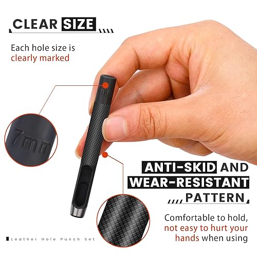 Miniatura 3 de 12 perforadores de cuero  perforador redondo de acero para manualidades, herramienta de corte para correas de reloj, cuero, cinturones, lienzo,