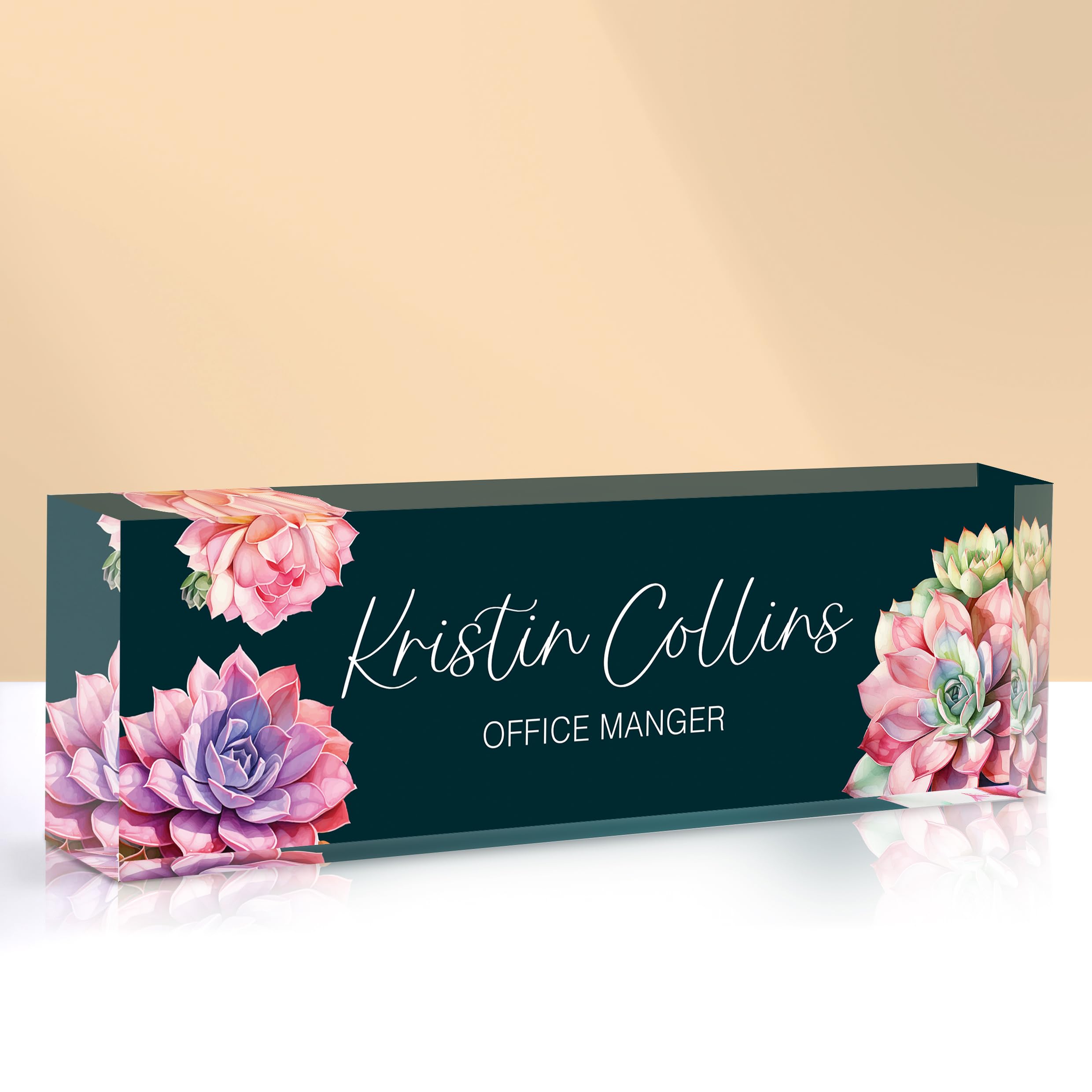 Custom Name Plate for Desk, Acrylic Office Decor For Women Men, Personalized Office Desk Accessories, Teacher Employee Appreciation Gifts For Social