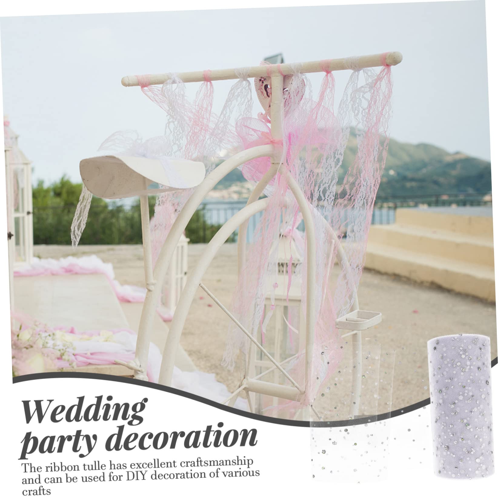 SEWACC 5rouleaux Roll De Tulle Pailleté Sequins Pour Jupe Tutu Yards De Tissu Décoratif Pour Mariage Anniversaire Et