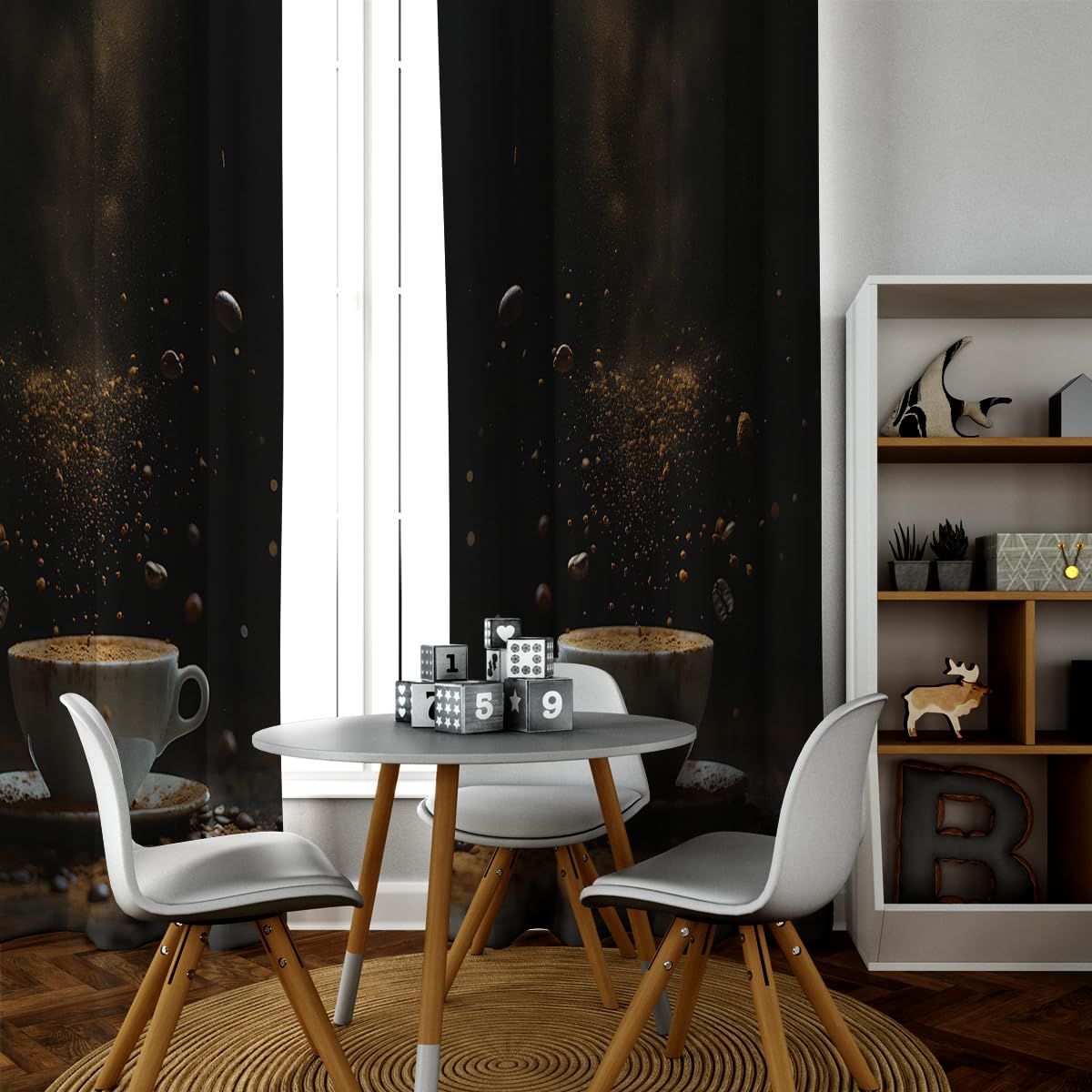 Zasłony zaciemniające z nadrukiem kawy popołudniowa herbata kubek do kawy izolowane termicznie zasłony okienne do drzwi przesuwnych patio 2 panele B140 x H240 cm