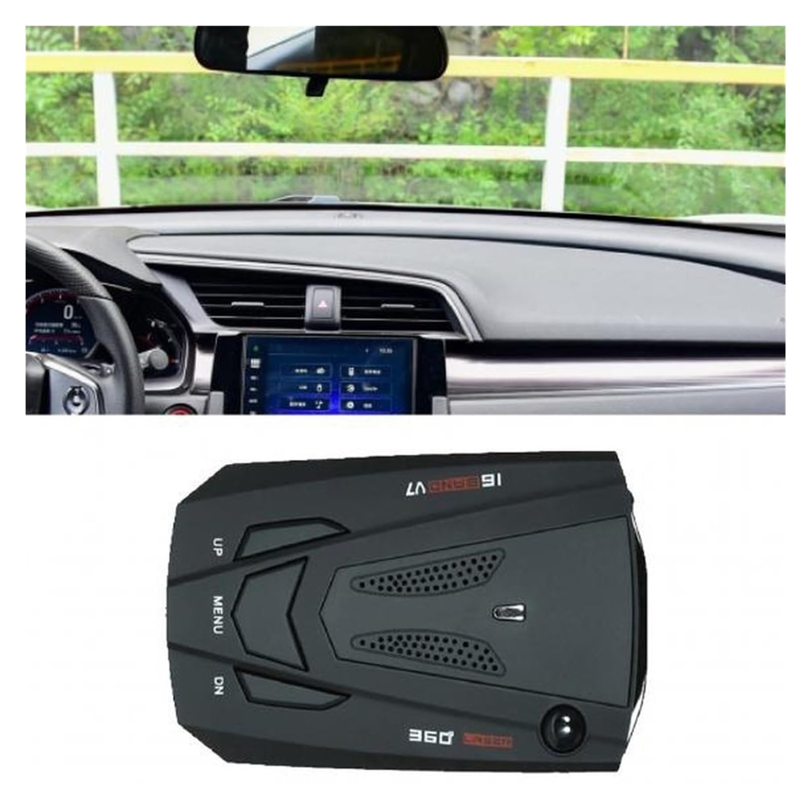 Détecteur De Radar De Voiture 16 Bandes 360, Système D'alarme De Vitesse Automatique, Caméra Anti GPS, Détecteur Laser avec Alerte Vocale(Blue)