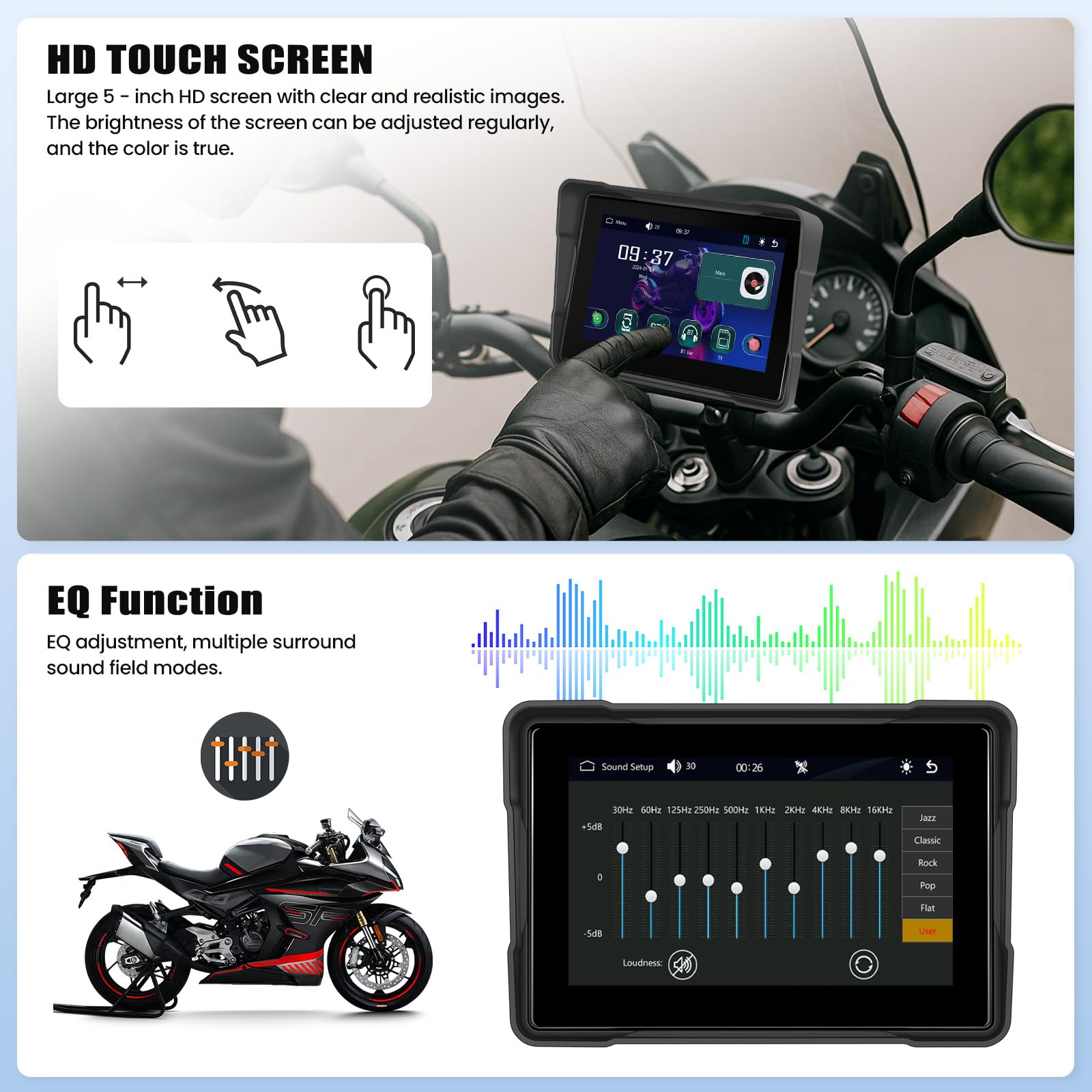 Interfaccia Moto Wireless Carplay/Android Auto Schermo Impermeabile 5