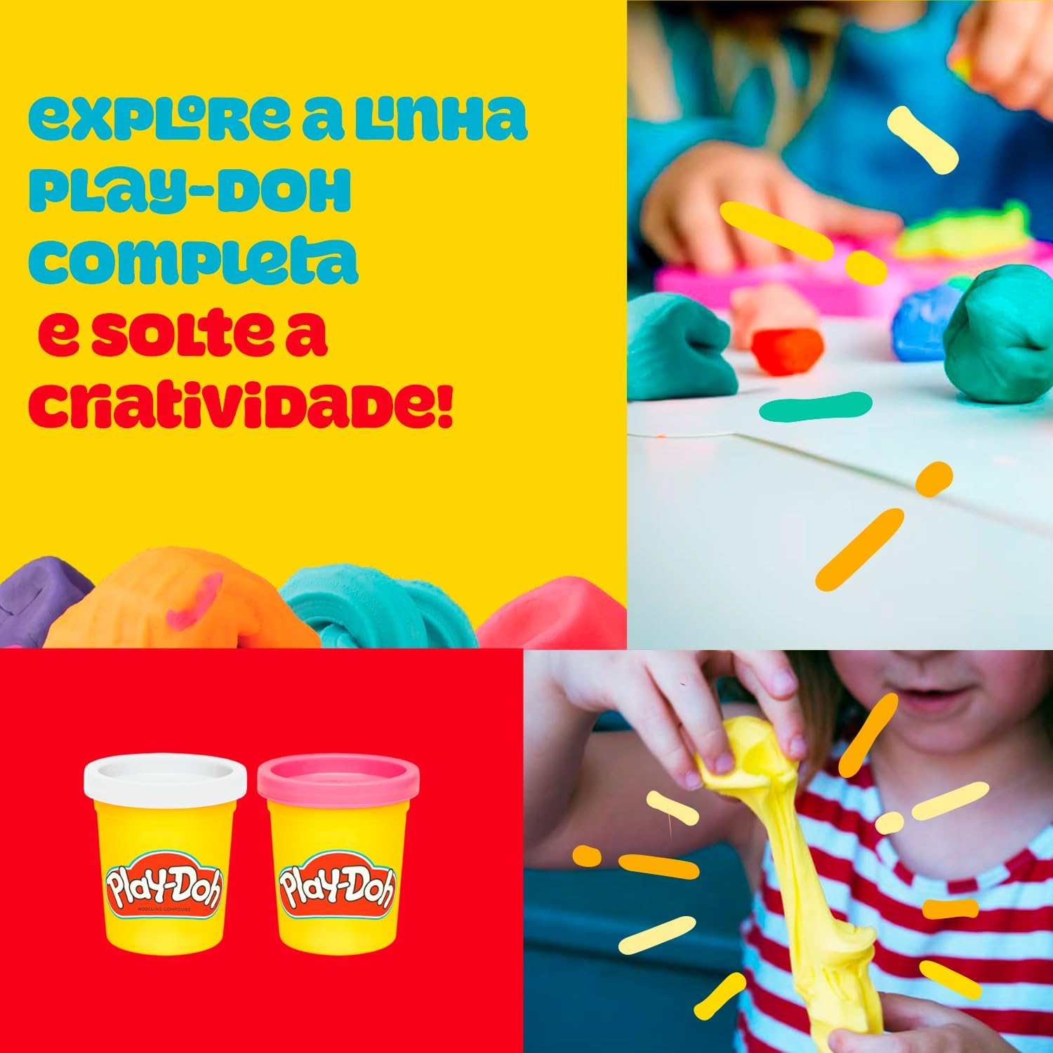 Play-Doh Massinha de Modelar Infantil, Kit Inicial de Letras, conjunto com 26 carimbos e 6 potes de massinha colorida, para crianças a partir de 3 anos