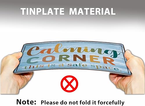 Miniatura 7 de Divertido letrero de metal de estaño calmante para esquina con espacio seguro, arte de pared para aula, decoración educativa para el aula, adecuado