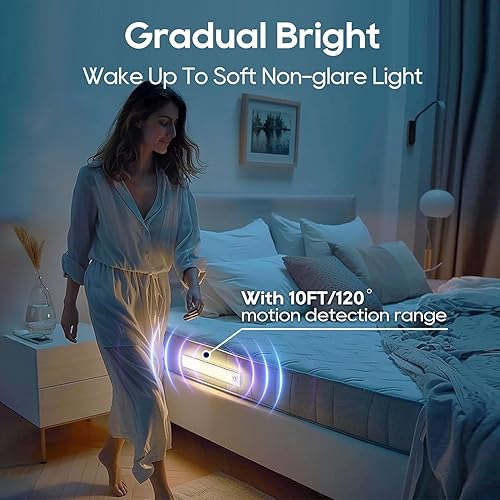 Vista 15 de Iluminación para debajo del gabinete, luz LED con sensor de movimiento para interiores, 2200 mAh USB recargable luces de armario funciona