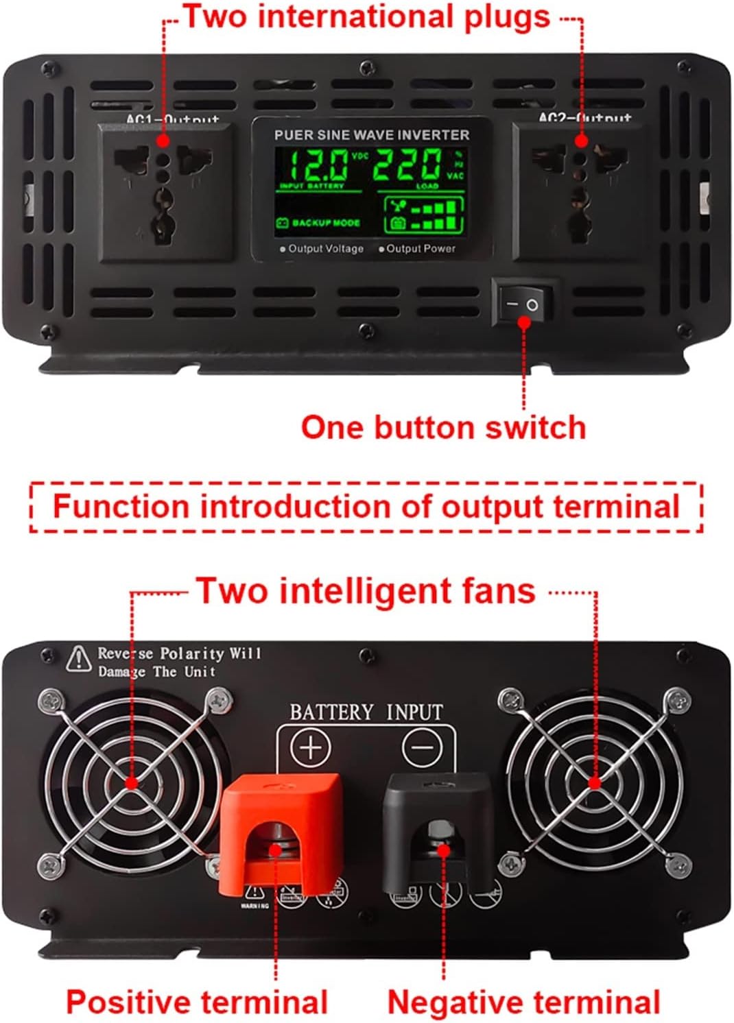 インバーター 12V 24V 48V に AC 8000 ワット 10000 ワット 12000 ワット純粋な正弦波ソ 【Leksewte】