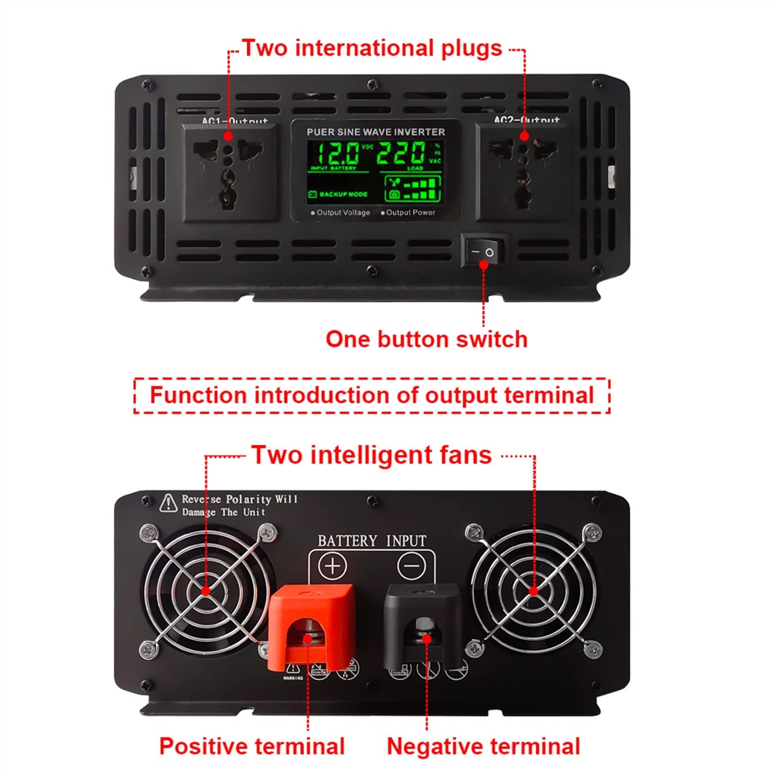 Power Inverter, Inverter 12V 24V 48V A AC 8000W 10000W 12000W Onda Sinusoidale Pura Solare A Distanza di Controllo di Alimentazione Elettrica di Commutazione Inverter Inverter(12000W,12V)