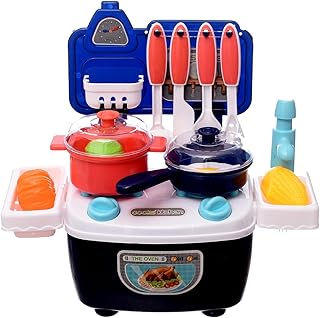 Plastic Large kitchen Set Amazing Design With Tools Cooking And Fruit add more Funny For Children - MultiColor