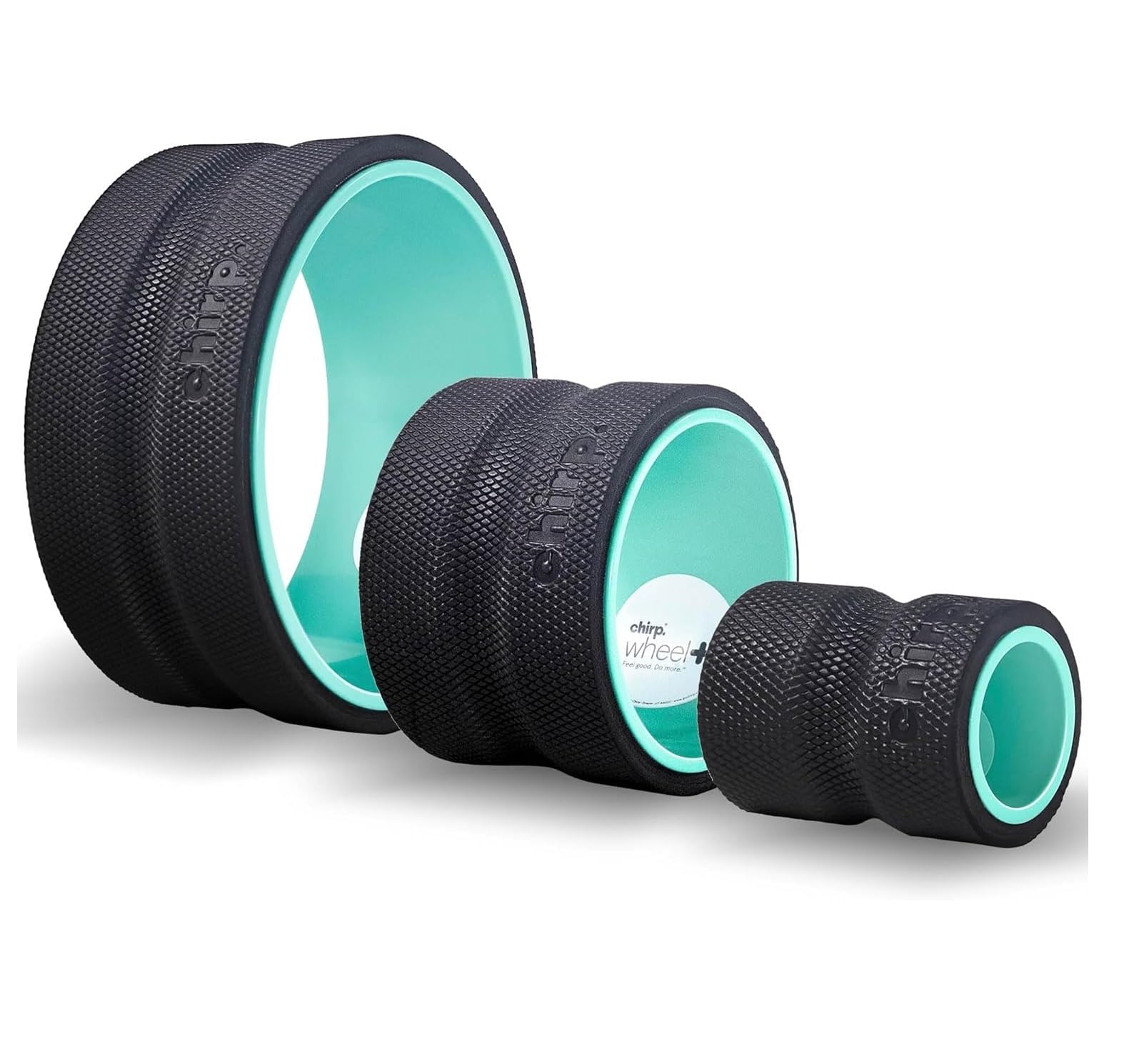 Chirp Wheel Foam Roller - Rouleau de massage ciblé pour le dos et le cou - rouleau de massage musculaire - Outil de physiothérapie et d'exercice haute densité - Paquet de 3 (4", 6", 10")