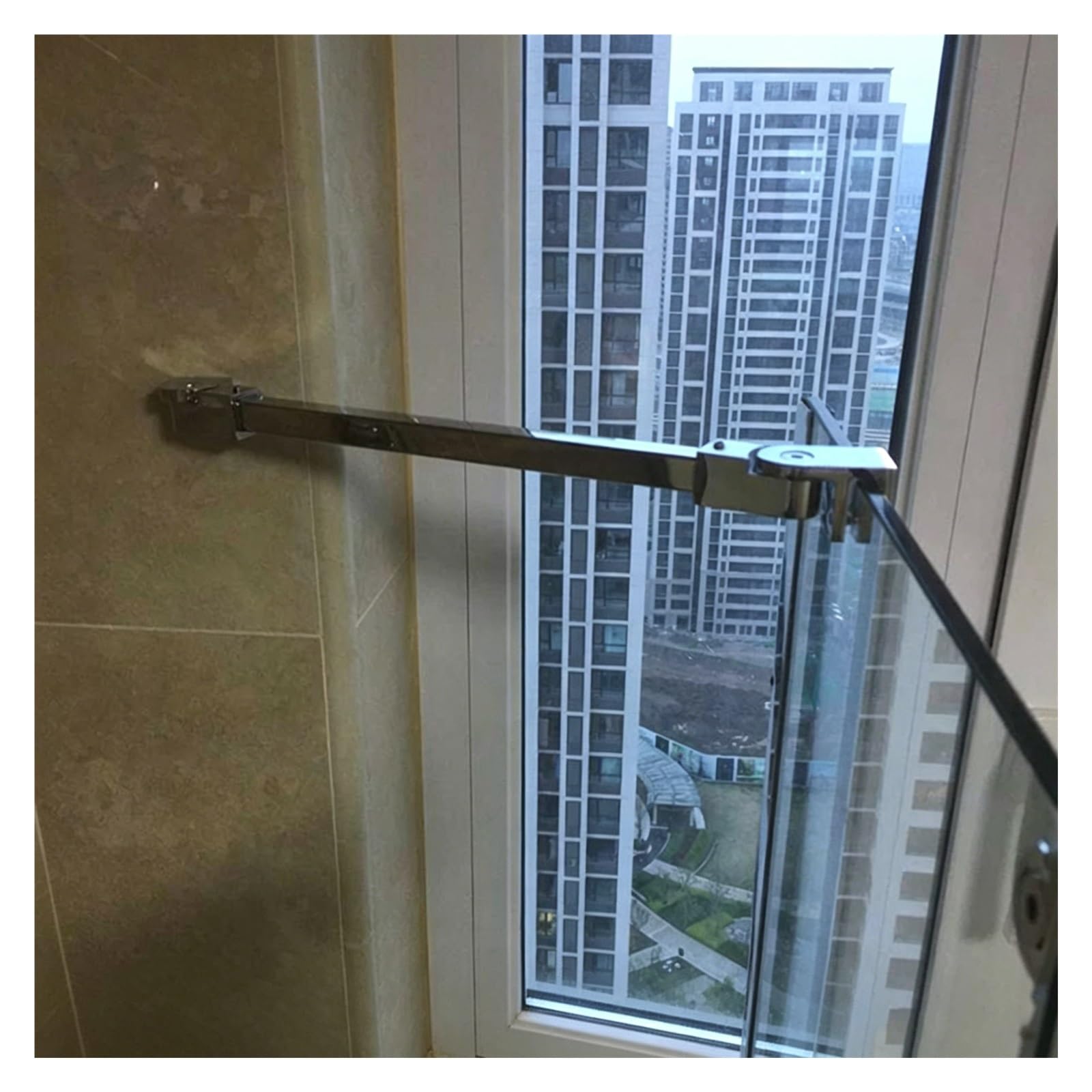Haixhx One Color Wall To Glass Support Bracket, Frameless Shower Glass Stabilizer Bar, Multi Angle Adjustable 304 Stainless Steel Shower Door Reinforcement Brace(Long 150Cm(59In))