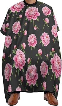 Men Women Adults Pink Rose Flowers Floral Barber Hairdressing Cape, Full Coverage Haircut Apron for Makeup Artist Beautician, Haircut Tools