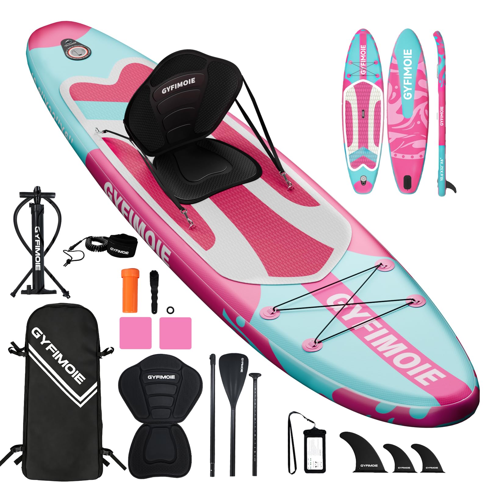 Gyfimoie Tabla de surf de remo de 325 cm, hinchable, con soporte universal para cámara, accesorios completos, remo ajustable, para principiantes, avanzados
