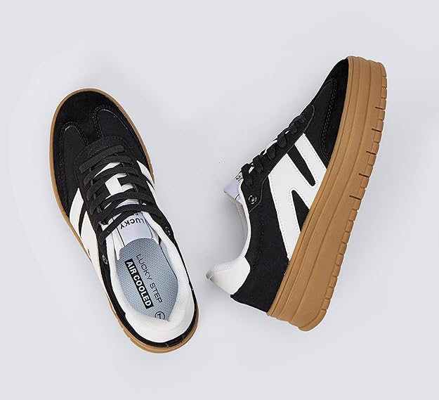 LUCKY STEP Women's Platform Gum Thick Sole Fashion Sneakers Cl... - 5