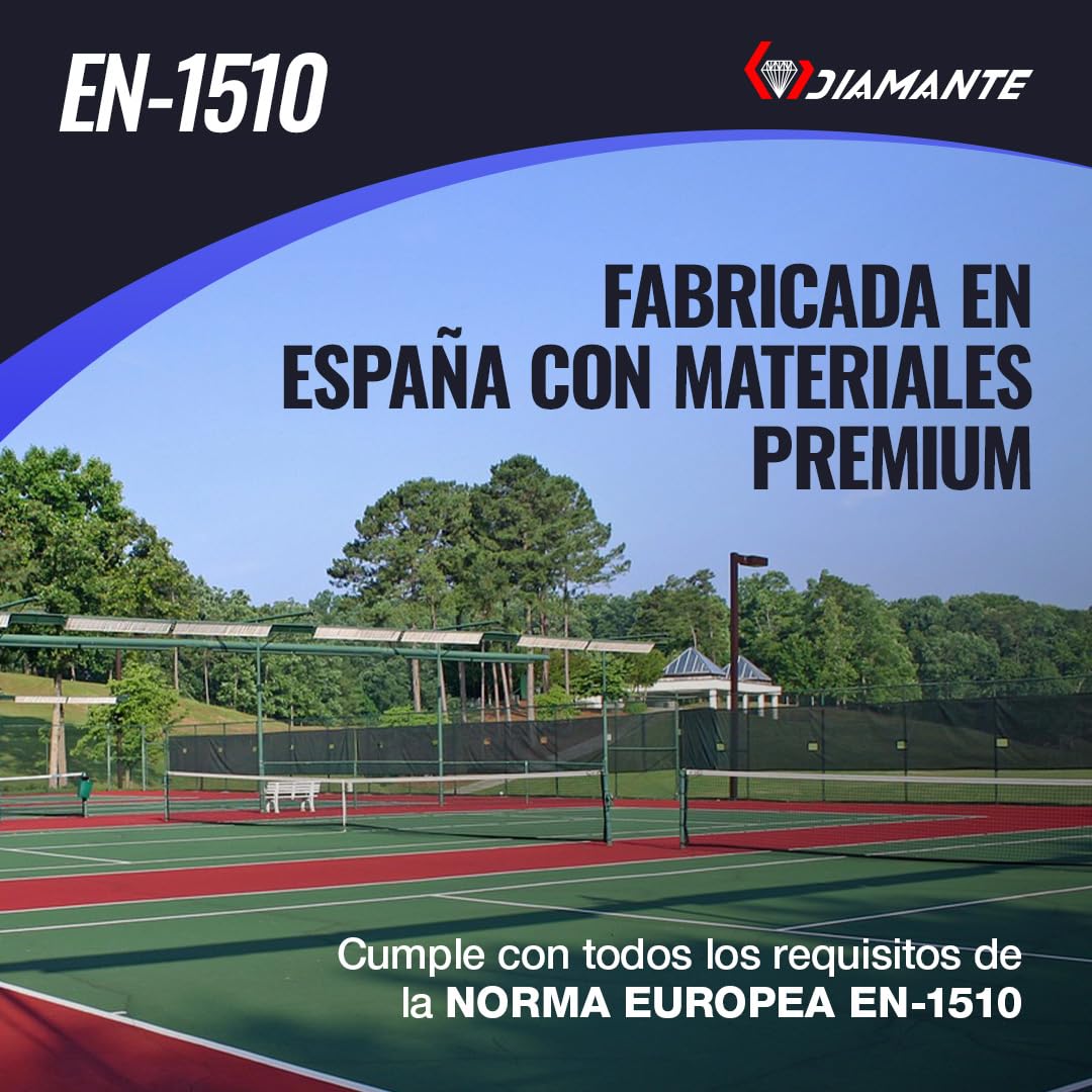 DIAMANTE Red de Tenis Profesional - Redes Deportivas para Deportes y Exterior - Red de Bádminton y Entrenamiento - 12,80 x 1,07 m con Cable de Acero y Tratamiento UV