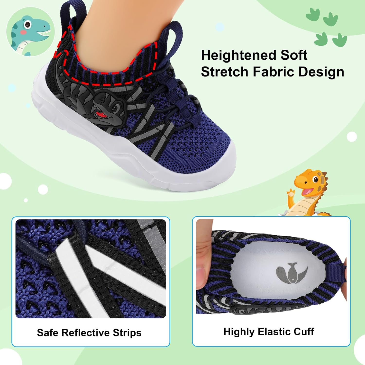FEETCITY Toddler Shoes Boys Girls Walking Shoes Toddler Slip On Shoes Wide Kids Tennis Shoes Lightweight Toddler Dinosaur Shoes Baby Sneakers - Image 4