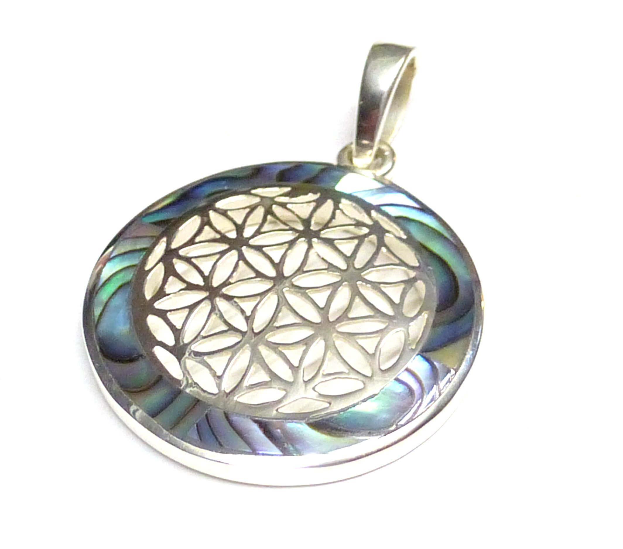 Ciondolo Albero Della Vita In Argento 925 Con Conchiglia Abalone Iridescente, Diametro 2 Cm, In Scatola Regalo - 2