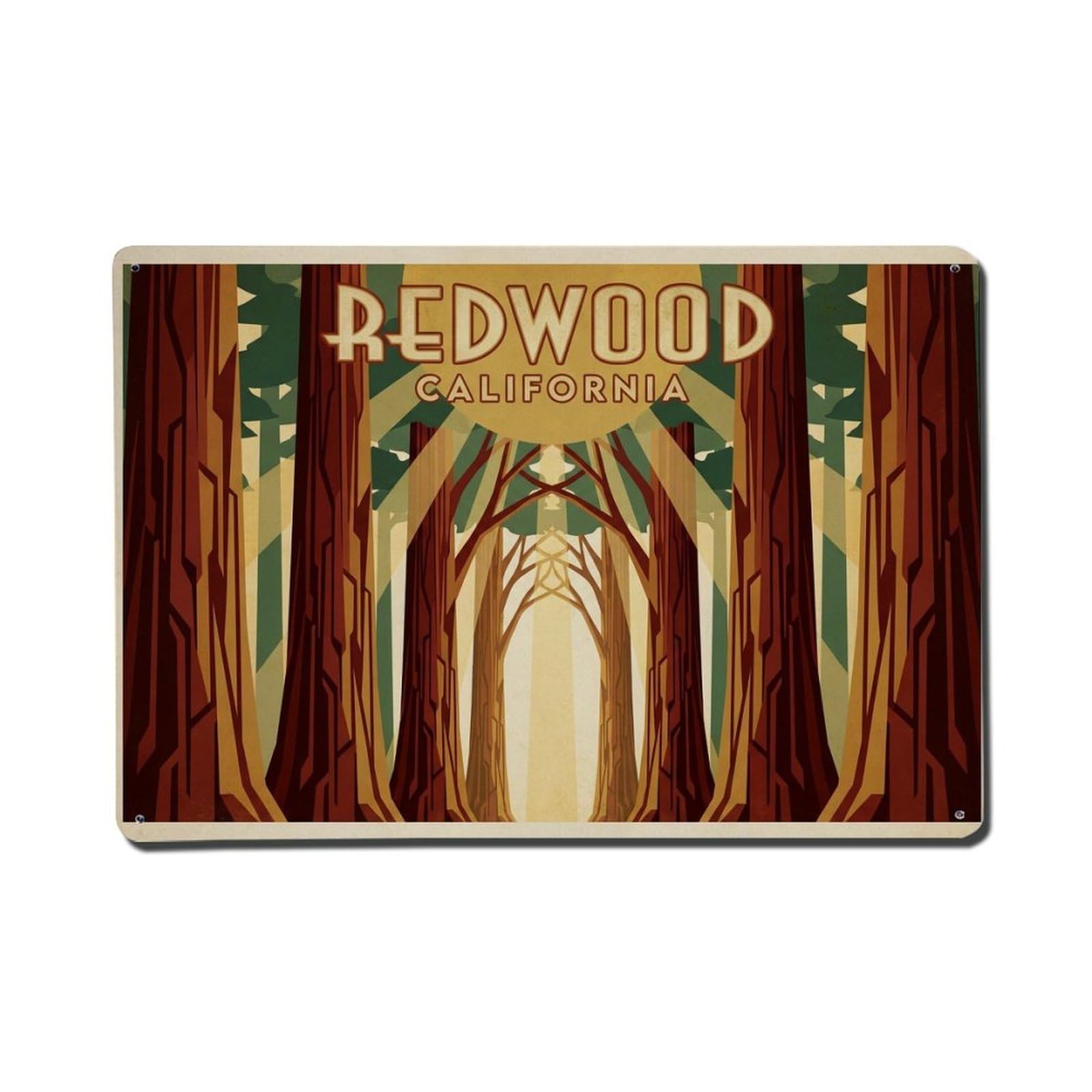 Cxhjca 8X12inch(20X30cm) Vintage Travel Usa Redwood Metal Tin Sign