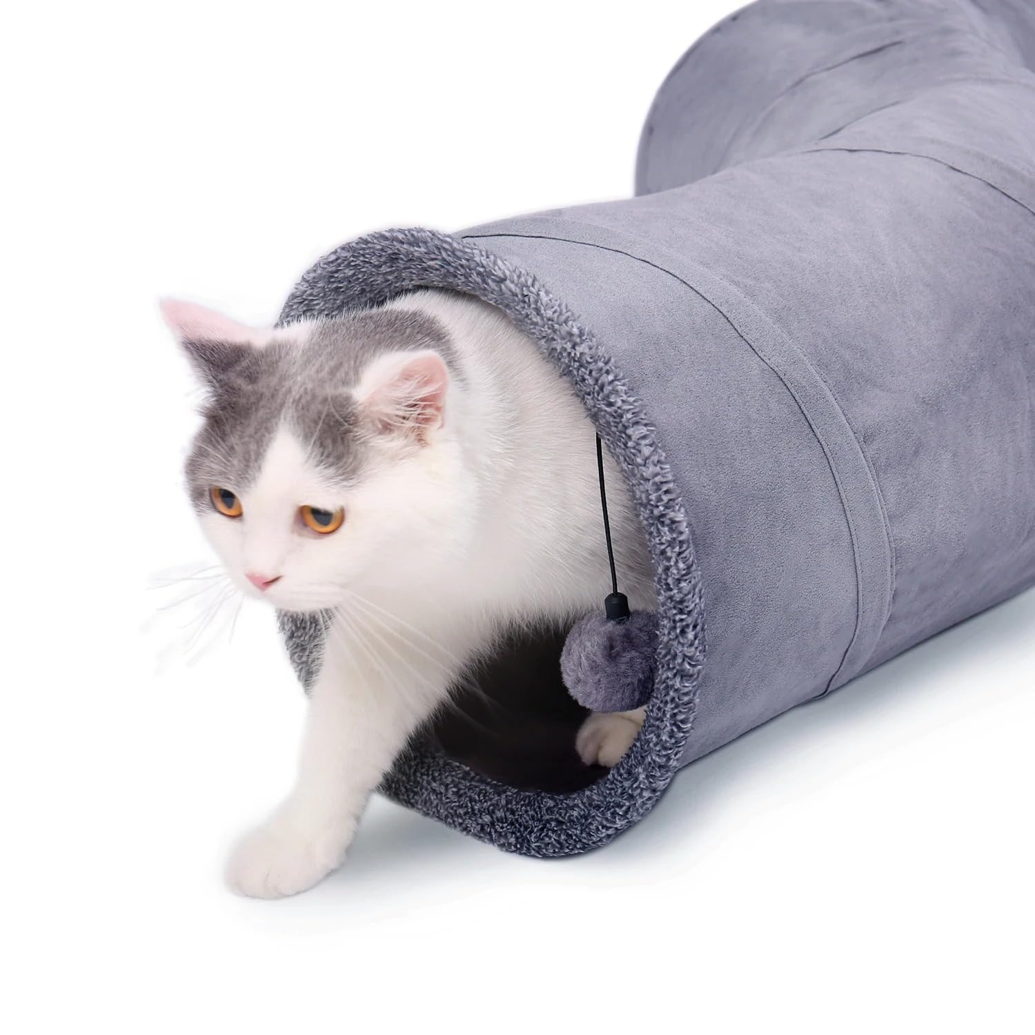 Tunnel De Jeu pour Chat Pliable 2 Trous 130cm Tunnel pour Chat Jouer Son Froissé Chat Lapin Tunnel De Jeu avec Balle Chaton Chat Jouet