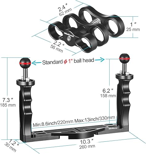Miniatura 4 de Soporte de bandeja de cámara subacuática y 2 piezas de brazo flotante submarino de fibra de carbono