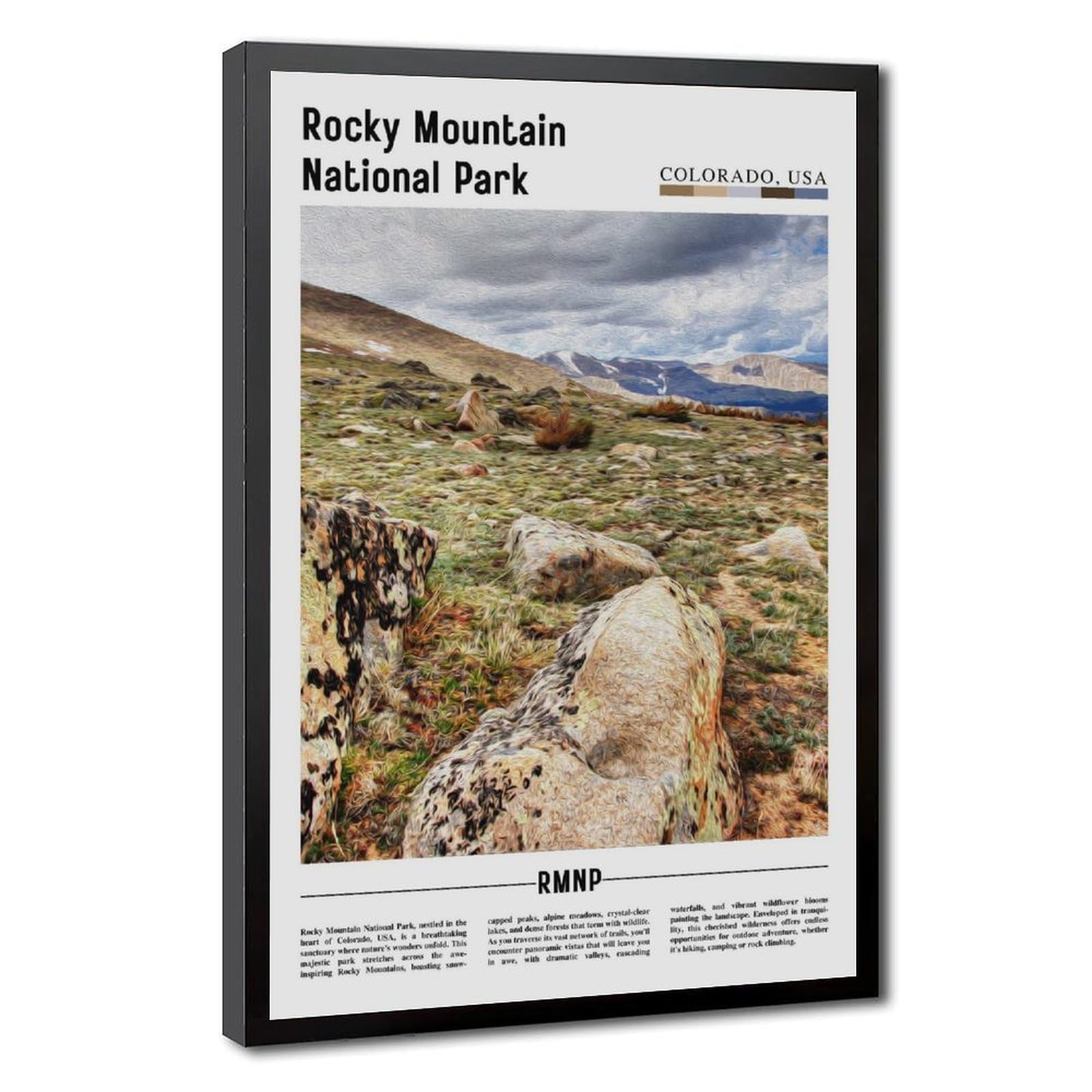 Wcyb Black Frame Rocky Mountain National Park Colorado Usa The United States Of America Landscape Travel Prints Posters Canvas Deco Paintings Wall Art For Office Hanga