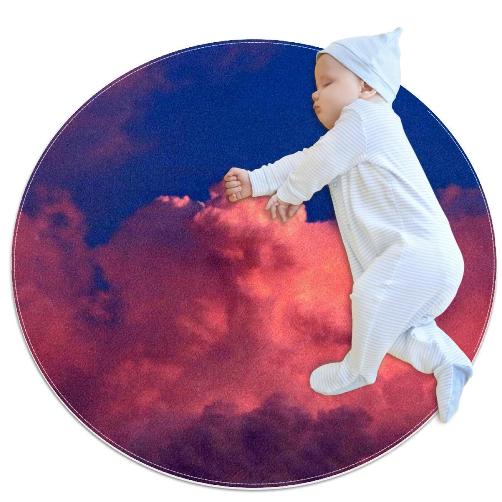 Tapis de salle de bain ciel antidérapant rond 1m pour chambre et salon