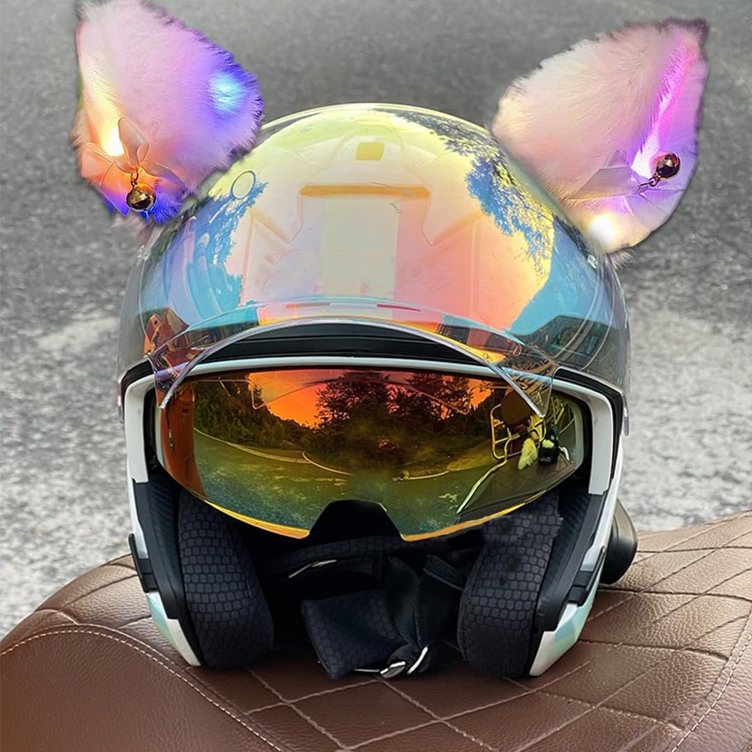 Ski Helmet Accessories Cat Ears for Helmets Glitter Plush Ears for Motorcycle Helmets Accessories Self Adhesive Helmets Decor for Skiing Black : Sports & Outdoors