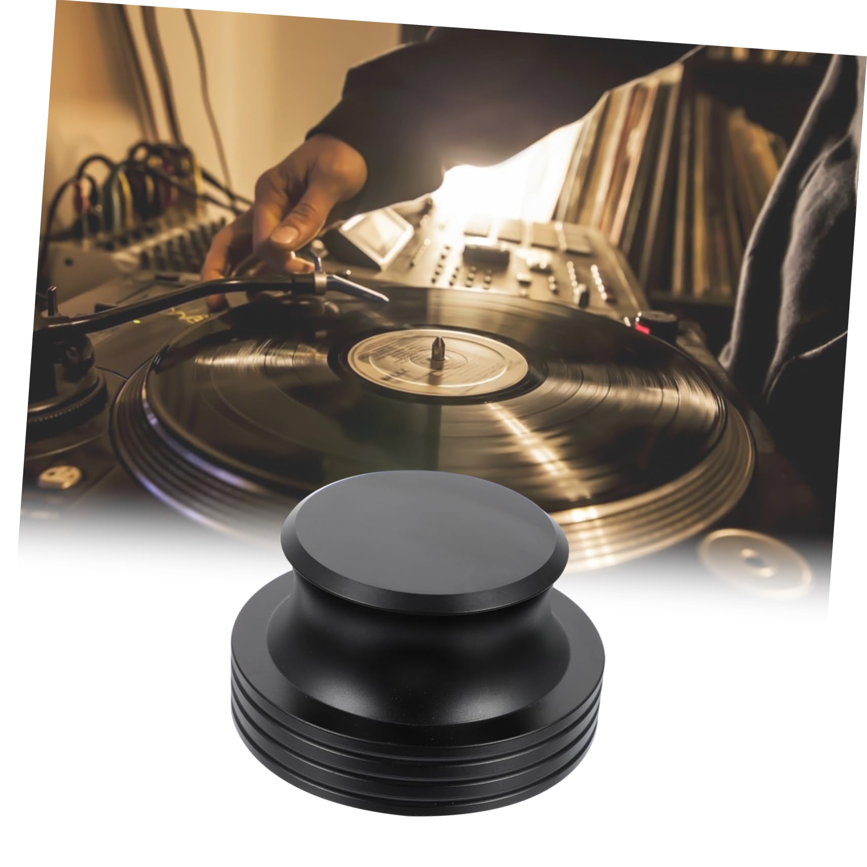 PartyKindom Estabilizador De Disco De Aluminio para Vinilos Negros Abrazadera Equilibrada para Tocadiscos Mejora La Calidad De Sonido y Estabilidad