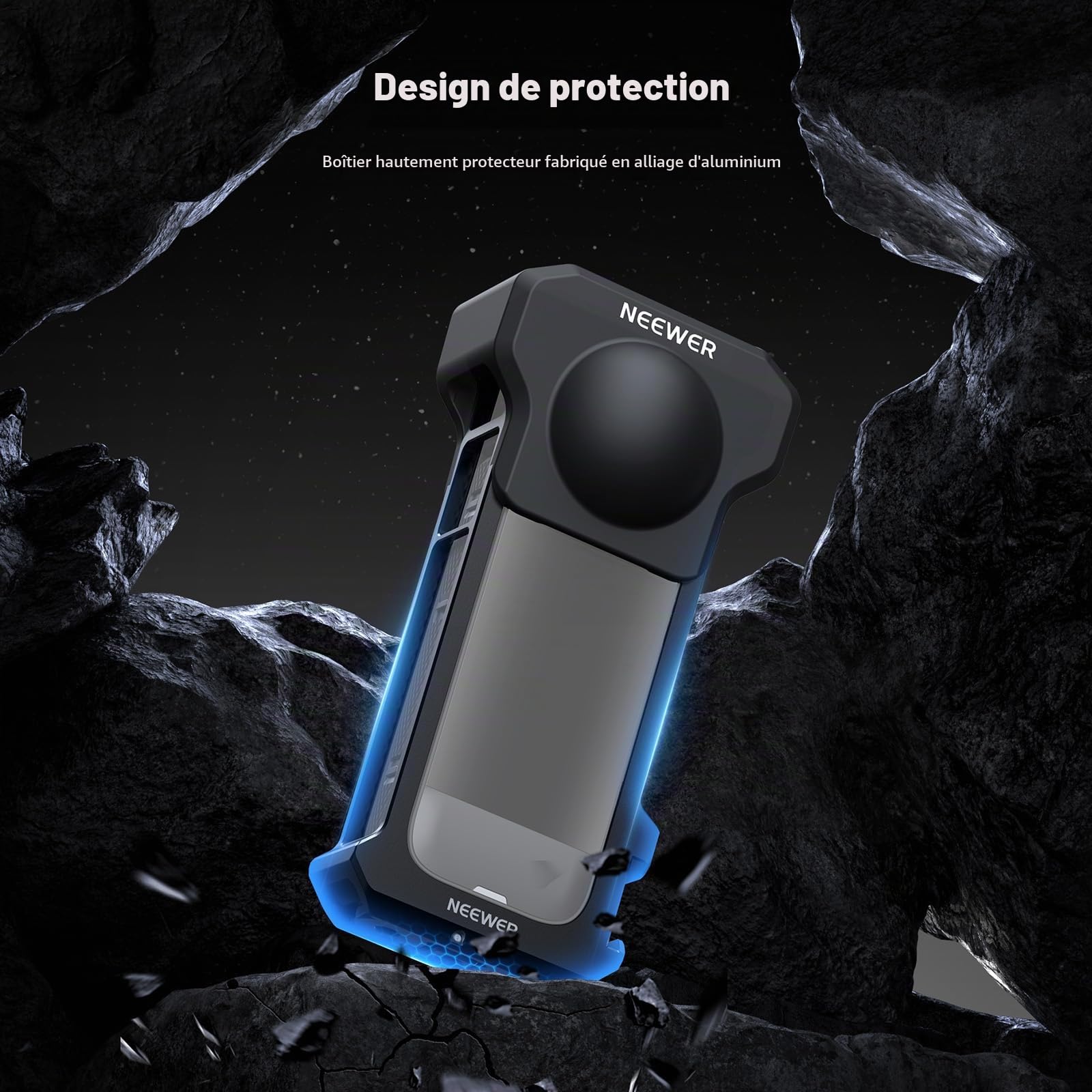 NEEWER Cage de Protection Compatible avec Insta 360 X4 Insta360 X4 Caméra d'action,Support Vidéo en Alliage d'Aluminium avec Fixation Rapide, Adaptateur de Montage,Filetage 1/4",Bouchon d'Objectif