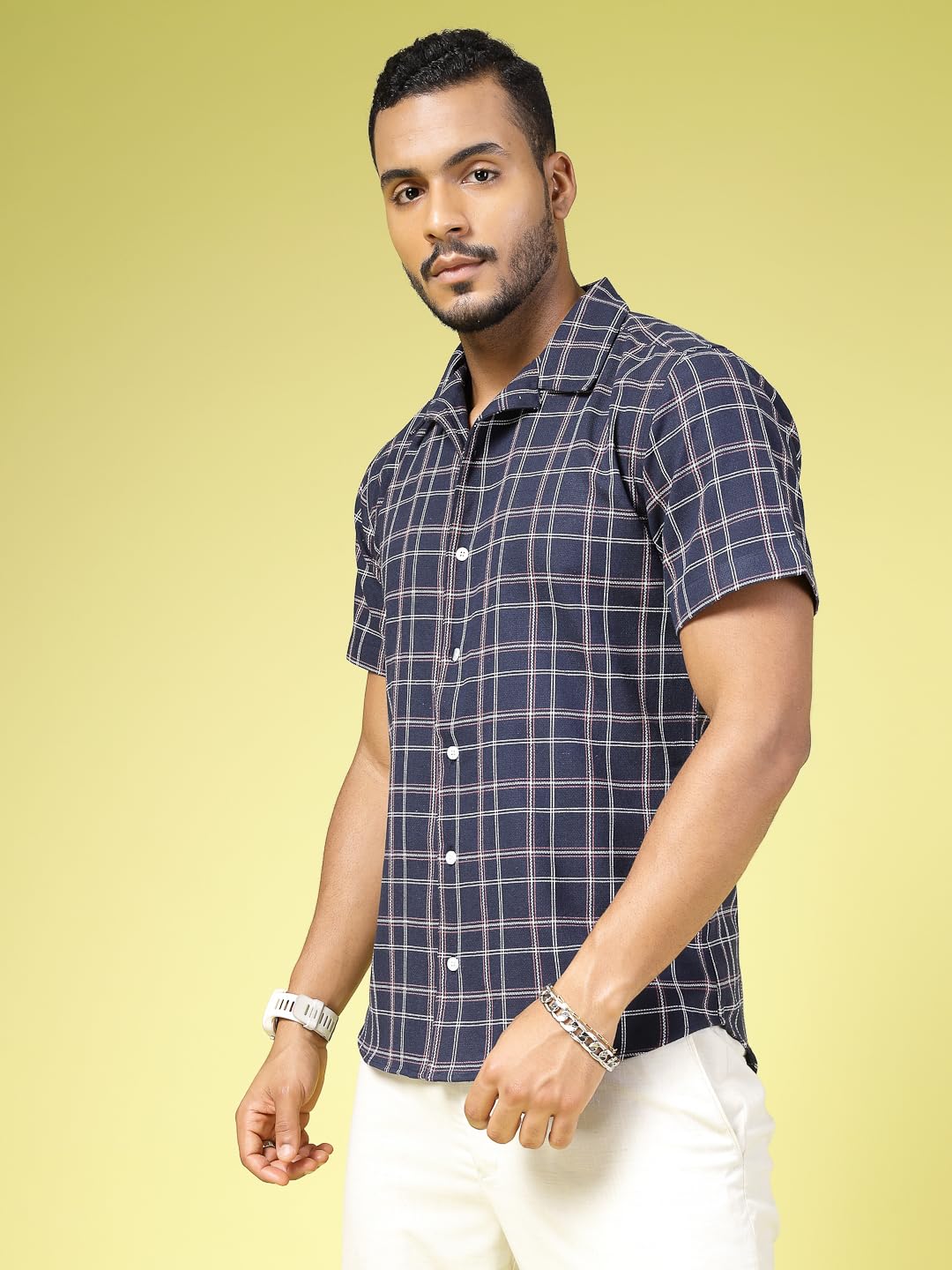 Rigo Cotton Check Shirt for Men | Soft Textured Summer Essential with Cuban Collar Shirt for Men | Half Sleeves, Slim Fit Shirt for Men offers donot miss 5 Rigo Cotton Check Shirt for Men | Soft Textured Summer Essential with Cuban Collar Shirt for Men | Half Sleeves, Slim Fit Shirt for Men offers donot miss