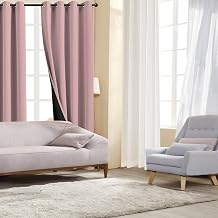 100% Blackout Curtains 52 W x 96 L inch Long and Jacquard 2 Panels Set Sheer Curtains