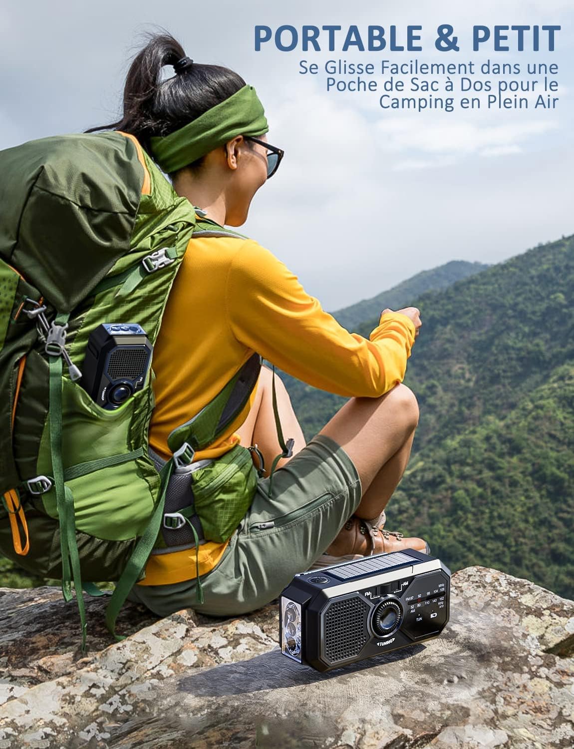 UOHHBOE Radio Solar Generador Portátil SOS Sirena AM/FM 2500 mAh carga a través de USB-C brújula