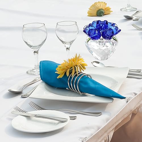 Miniatura 7 de LONGWIN Figuras de rosas de cristal, ramo de primavera de cristal coleccionable con jarrón, decoración del hogar, regalos románticos para mujeres,