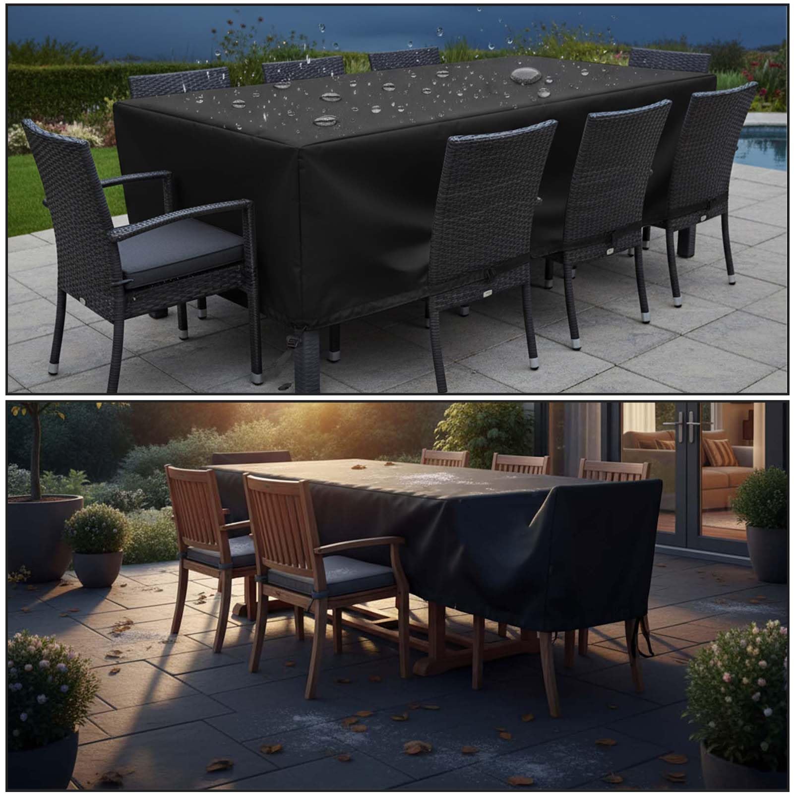 Generico Copertura Impermeabile per Mobili da Giardino Rettangolare, 420D Oxford Heavy Duty, Telone per Divano Modulare Tavolo Sedia Esterni (Blue 200x160x70cm)